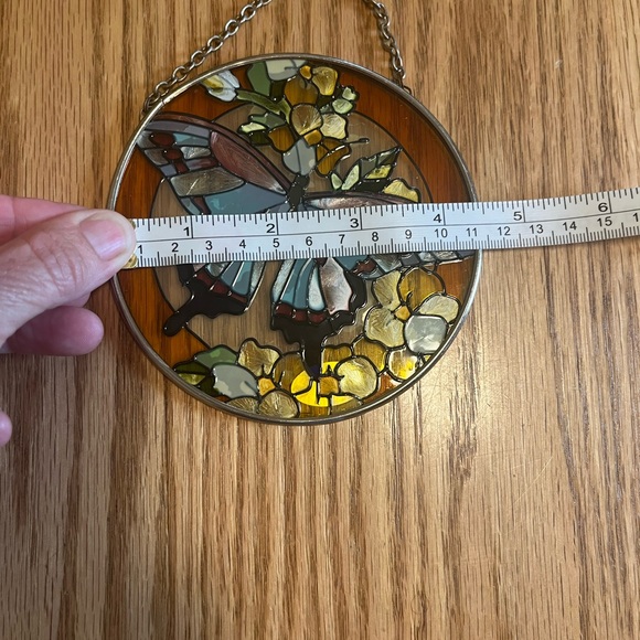 Hand painted Butterfly  Circle suncatcher by Joan Baker - Picture 9 of 9
